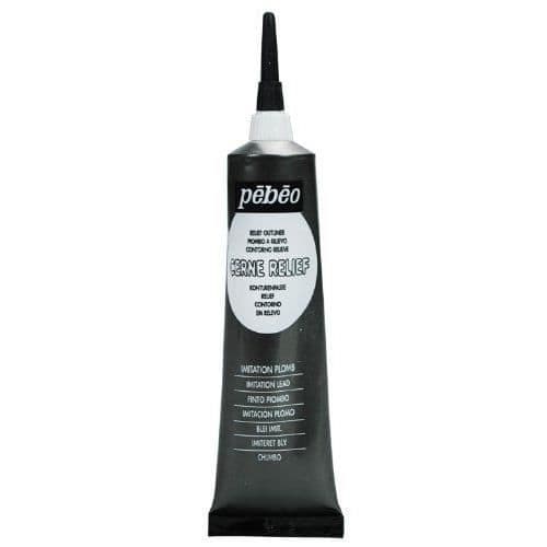 Reliefeffektfärg - Pebeo - 37 ml tub - Blyspets - För glas - Diverse typ