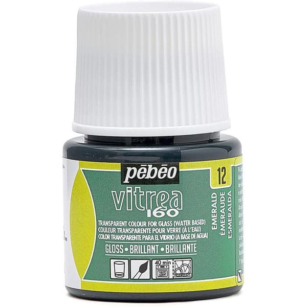 Glasmålningsfärg - Pébéo - Vitrea 160 - Smaragd N°12 - 45ml - Blank