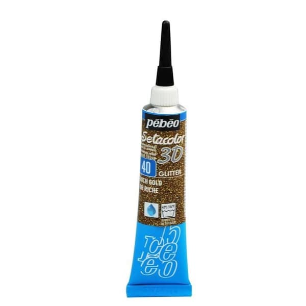 Tygfärg - Pébéo - Setacolor 3D Glitter - Rikt guld - 20ml - Lystert