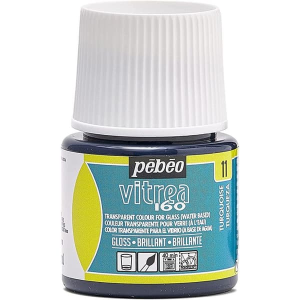 Målarfärg för glas - Pébéo - Vitrea 160 - Blank - Turquoise N°11 - 45ml