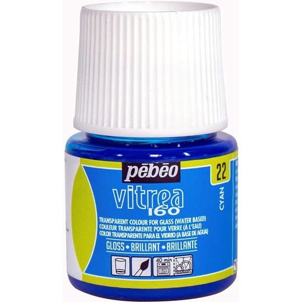 Glasfärg - PEBEO - V160 - 45 ml - Glänsande effekt - Färg Cyan