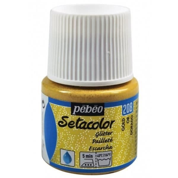 Textilfärg - Pébéo - Setacolor - Guld Nr 208 - 45ml - Glitter för ljusa tyger