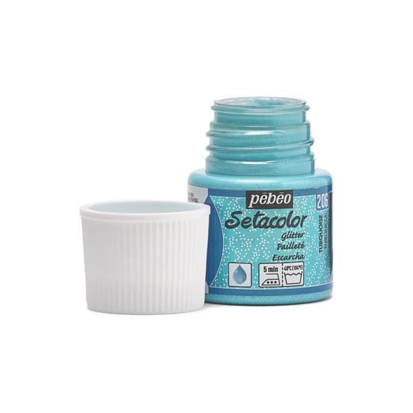 Textilfärg - Pébéo - Setacolor - Turkos N°206 - 45ml - Glittrig för ljusa tyger