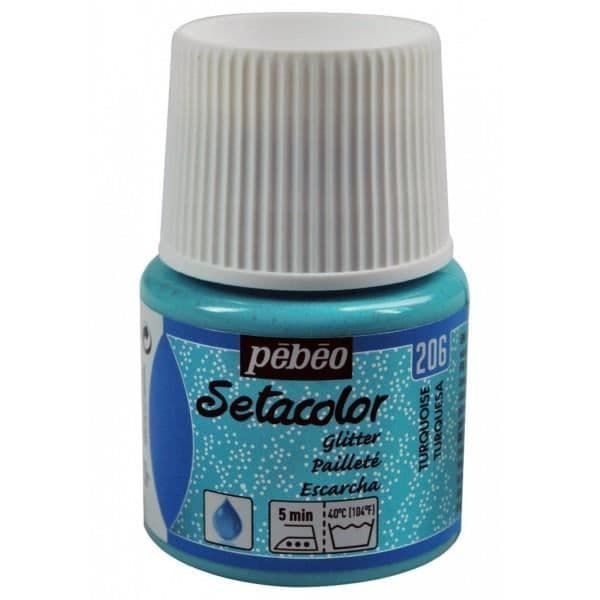 Textilfärg - Pébéo - Setacolor - Turkos N°206 - 45ml - Glittrig för ljusa tyger
