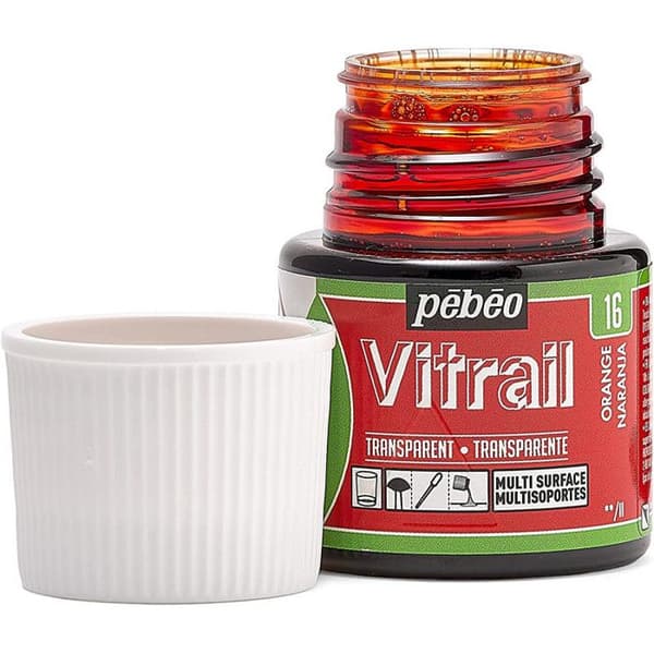 Målat glasfärg - Pebeo - Orange - 45ml - Blank - Transparent