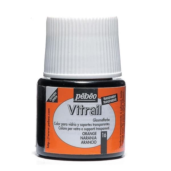 Målat glasfärg - Pebeo - Orange - 45ml - Blank - Transparent
