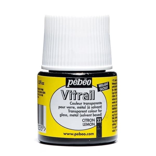 Målat glasfärg - Pebeo - Citron - 45ml - Blank - Transparent