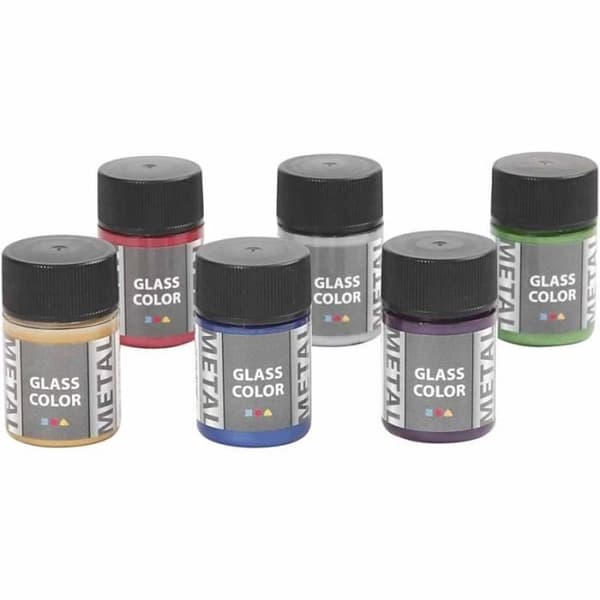 Vattenbaserad transparent färg för glas med metallisk effekt. ref 31762