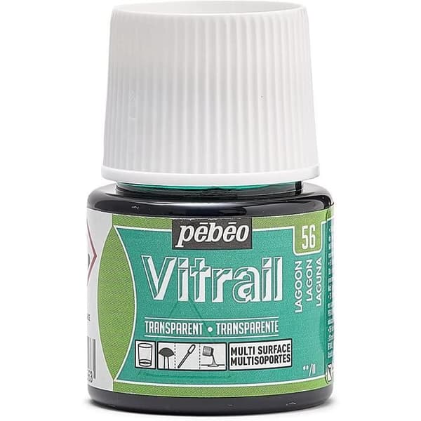 Målarfärg VITRAIL - PEBEO - 45ml - Transparent - Blå Lagun - Ljusbeständighet