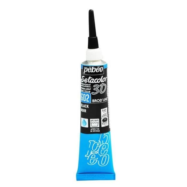 Tygfärg - Pébéo - Setacolor 3D Brod Line - Svart - 20ml - Sammetseffekt