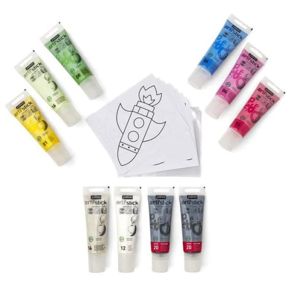 Pebeo - Omplaceringsbar färg - Arti'stick kit 10 rör 75 ml