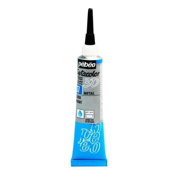Tygfärg - Pébéo - Setacolor 3D Metal - Silver - 20ml - Metalldekor effekt