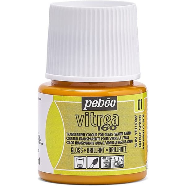 Glasfärg - Pébéo - Vitrea 160 - Solgul N°01 - 45ml - Glansig