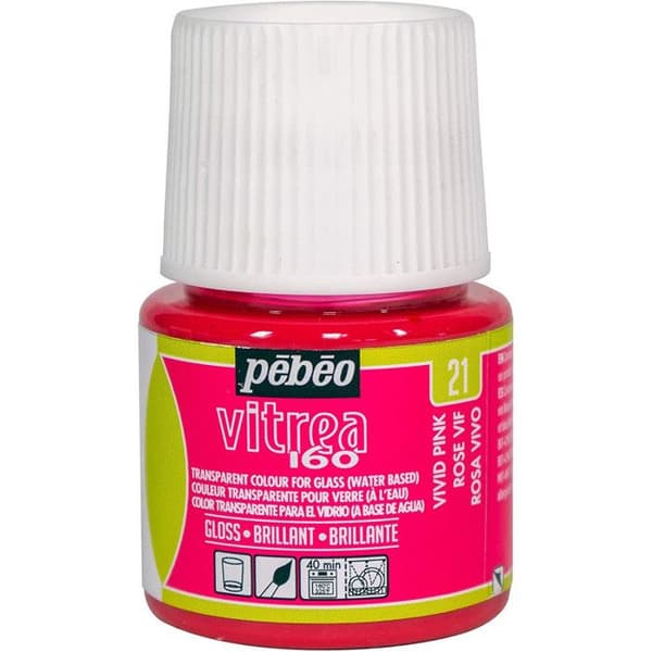 Glass paint - PEBEO - V160 - 45 ml - Stark rosa - Blank effekt