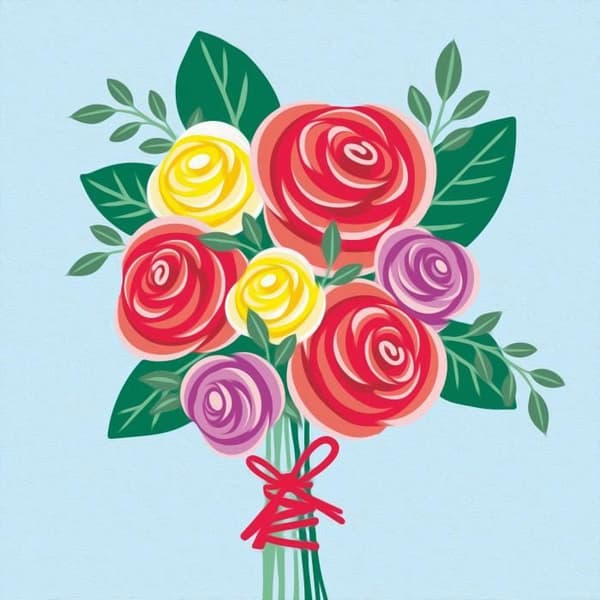CreArt 20x20 cm Bukett rosor, Kreativ fritid, Vuxen, Måla efter siffror, 25520, Ravensburger