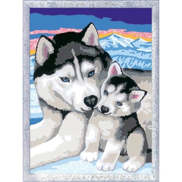 CreArt Kids 18x24 cm Sweet Husky Kisses, Paint by Numbers Kit, Art Number, Ages 7+, 25829, Ravensburger