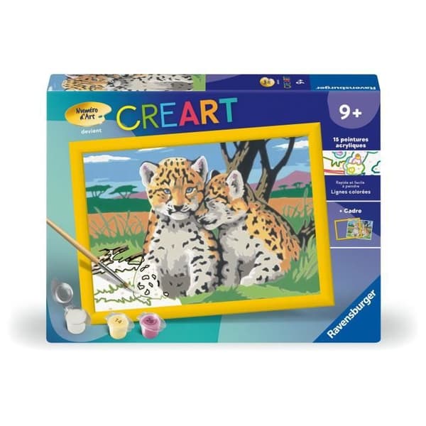CreArt Kids 18x24 cm små leoparder, Paint by Numbers Kit, Ages 9+, 25832, Ravensburger