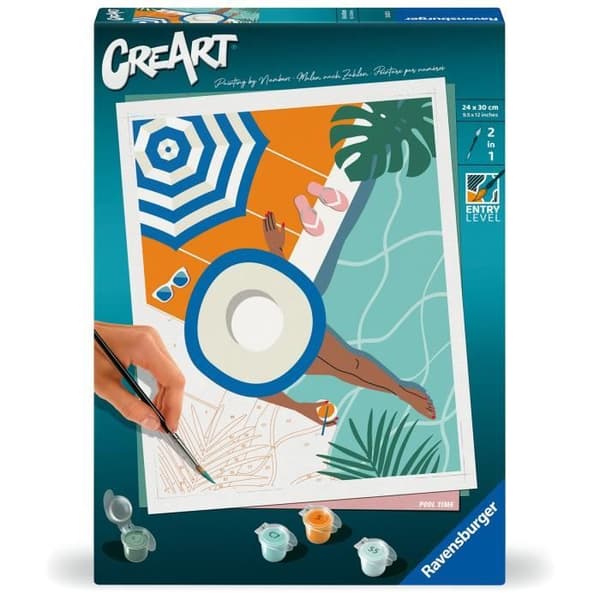 CreArt 24x30 cm Pool Time, Vuxen, Måla efter siffror, 25523, Ravensburger