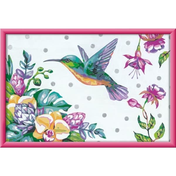 CreArt Kids 31x21 cm Hummingbird och exotiska blommor, Paint by Numbers Kit, Art Number, Ages 7+, 25851, Ravensburger
