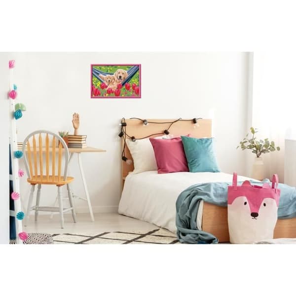 CreArt Kids 31x21 cm Labrador och tulpaner, Paint by Numbers Kit, Ages 7+, 25852, Ravensburger