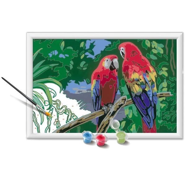 CreArt Kids 31x21cm papegojor, Paint by Numbers Kit, Ages 7+, 25854, Ravensburger