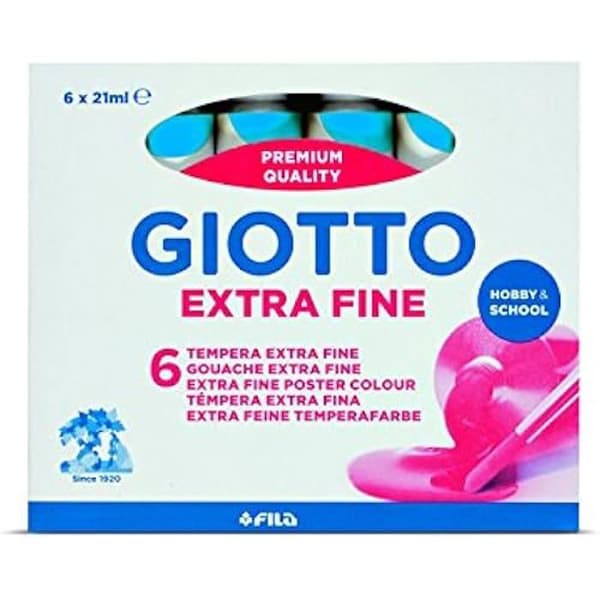 Gouachefärg - GIOTTO - Cyan - 6 tuber om 21 ml - Klara färger - Maximal täckning