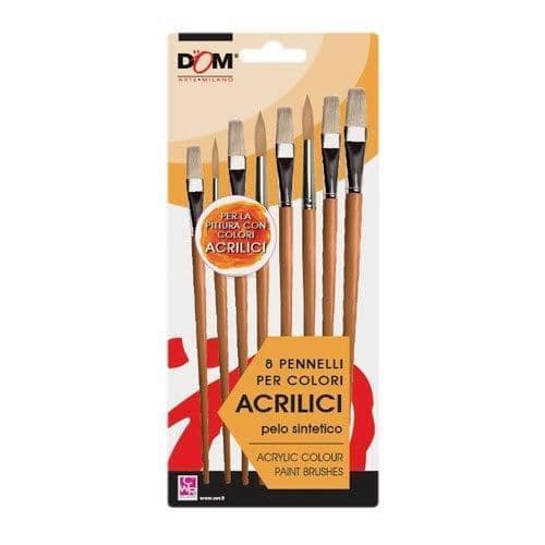 DOM 11649SET 8BORSTAR FÖR AKRYL, ASSORTERADE FÄRGER M.O.D.