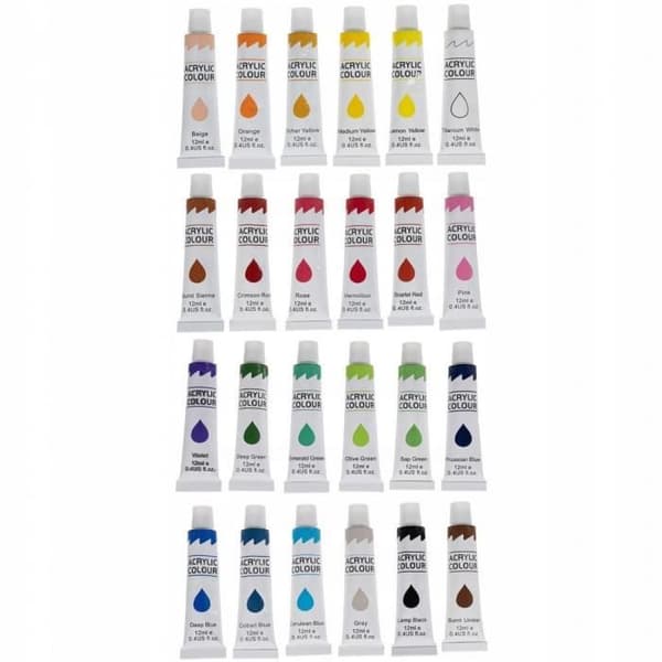 Akrylfärger - 24 stycken - 12 ml