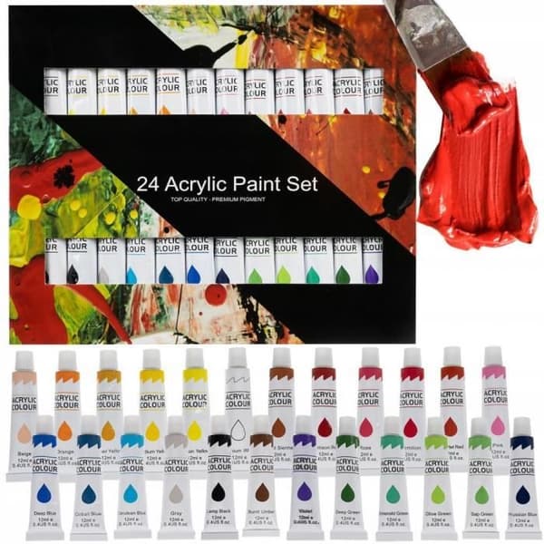 Akrylfärger - 24 stycken - 12 ml