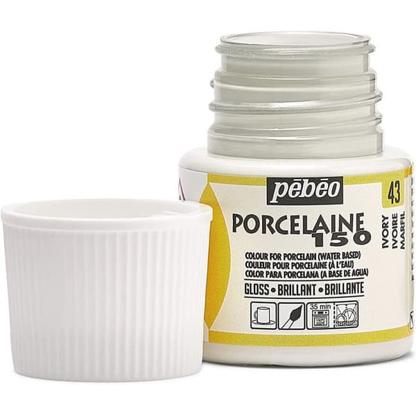 Porslinsfärg - Pébéo - Elfenben - 150°C - 45 ml - Tål diskmaskin