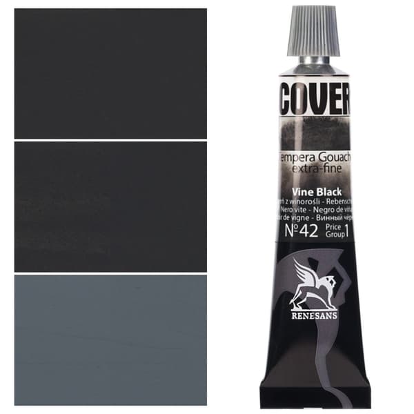 DÆKNING maling aluminiumsrør TEMPERA GOUACHE Renesans 42 SORT FRA VINE 20ml