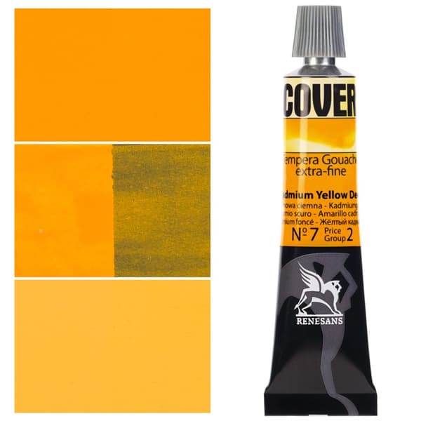 DÆKNING maling aluminiumsrør TEMPERA GOUACHE Renesans 7 GUL CADMIUM MØRK 20ml