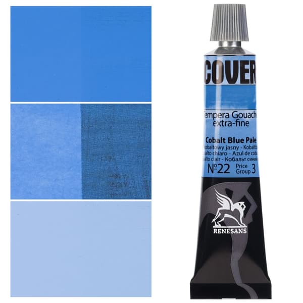 DÆKNING maling aluminiumsrør TEMPERA GOUACHE Renesans 22 KOBALT BLÅ LYS 20ml
