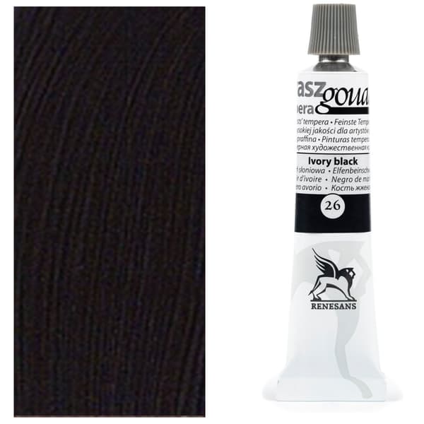 GOUACHE maling gouache tempera aluminiumsrør Renesans 26 BLACK Ivory 20ml