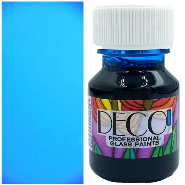 DECO' farvet glas kold maling Renesans 120 BLÅ CYAN 30ml