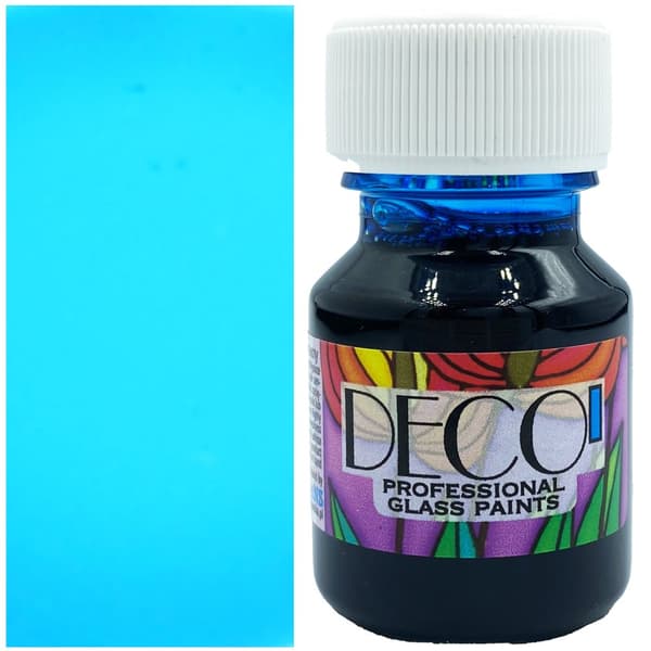 DECO' glasmaling koldfarvet glas dekoration Renesans 121 BLÅ 30ml