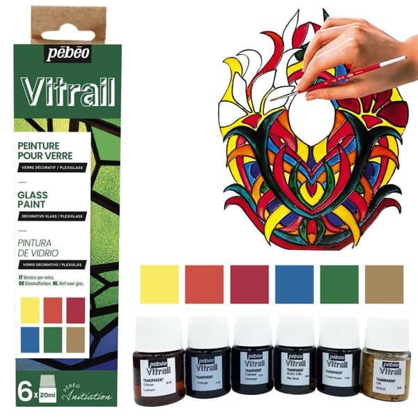 Pebeo Vitrail Decouverte Glasmaling Sæt 6x20ml Farvet glas Transparent