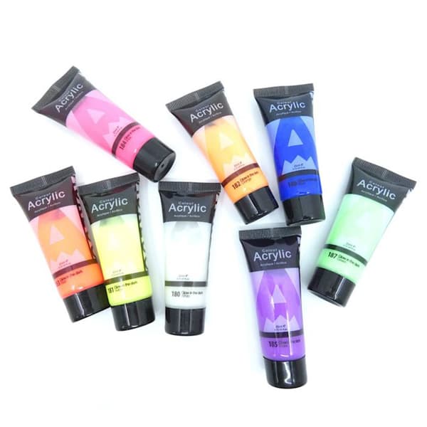 Sæt med 8 GLOW akrylmalinger lyser i mørket glans AUREUO 8x21ml