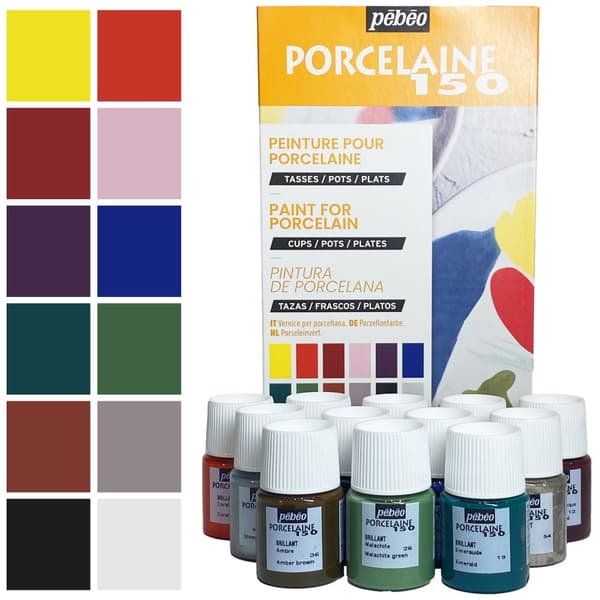 Sæt med maling til porcelæn, glas, til brænding, PEBEO 12x20ml, dekorativt