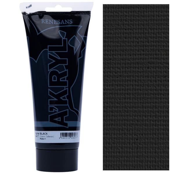 AKRYLMALING A'KRYL kunstnerisk sort maleri Renesans 200ml 27 SORT