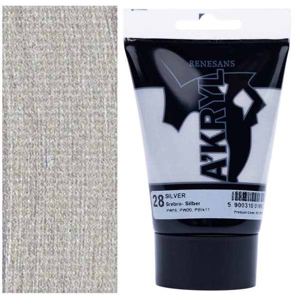 AKRYLMALING A'KRYL kunstnerisk metallisk Renesans 100ml 28 SØLV