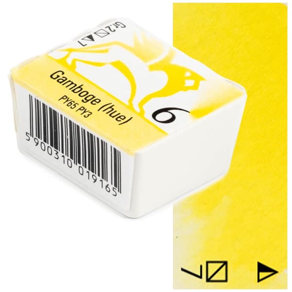 Akvarel terninger Renesans kunstnerisk maling gul 1,5ml 6 GUMIGUTA