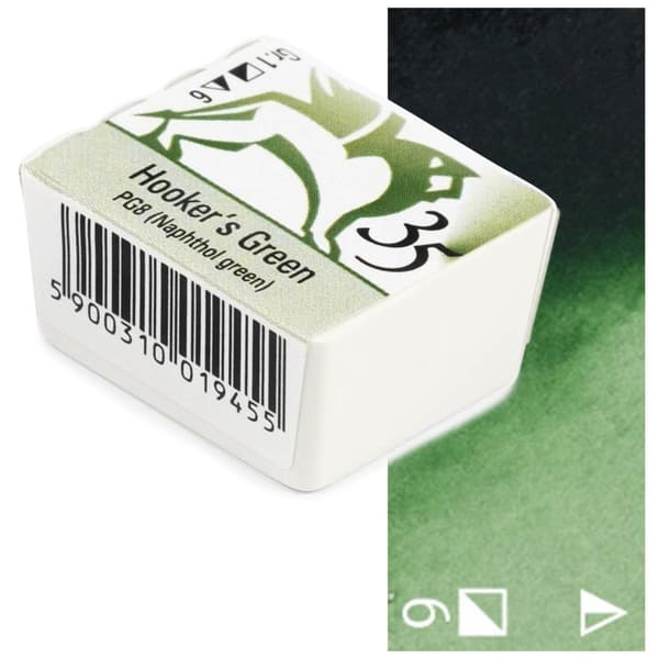 Akvarel terninger Renesans kunstner maling grøn 1,5ml 35 HOOKER GRØN
