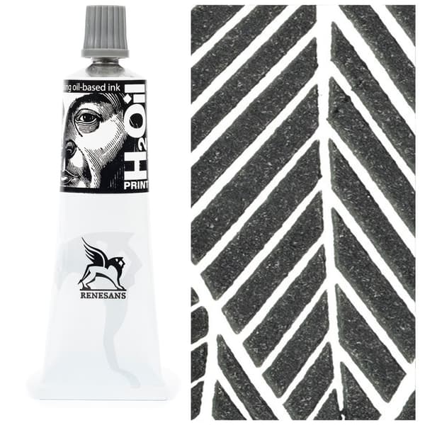 H2Oil grafikmaling til linosnit Renesans sort 60ml 6 CARBON BLACK
