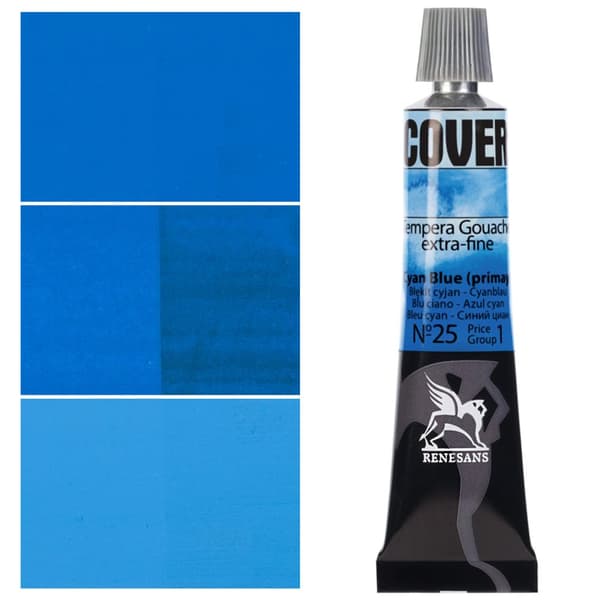 Sæt med 12 TEMPERA GOUACHE PAINT COVER tubes professionelle Renesans 12 x 20ml