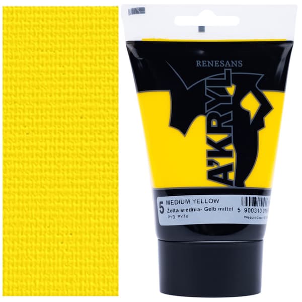 AKRYLMALING A'KRYL kunstnerisk i et rør maleri Renesans 100ml 5 GUL