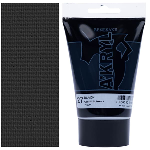 AKRYLMALING A'KRYL kunstnerisk malerør Renesans 100ml 27 SORT