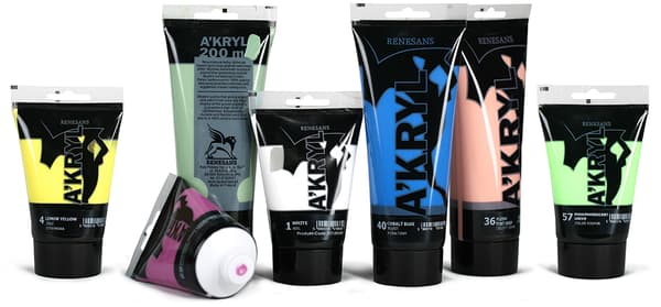 AKRYLMALING A'KRYL tofarvet bicolor Renesans 100ml 74 GUL GRØN