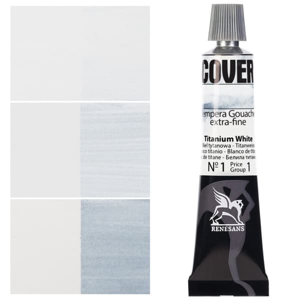 DÆKNING maling aluminiumsrør TEMPERA GOUACHE Renesans 1 TITANIUM HVID 20ml