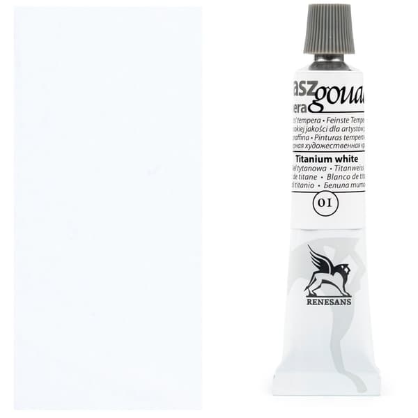 GOUACHE maling gouache tempera aluminiumsrør Renesans 1 TITANIUM HVID 20ml